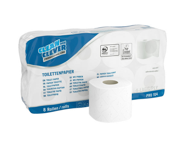 CLEAN and CLEVER Toilettenpapier Kleinrollen PRO 104, 4-lagig