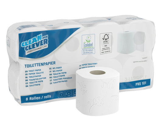 CLEAN and CLEVER Toilettenpapier PRO 101, 3-lagig