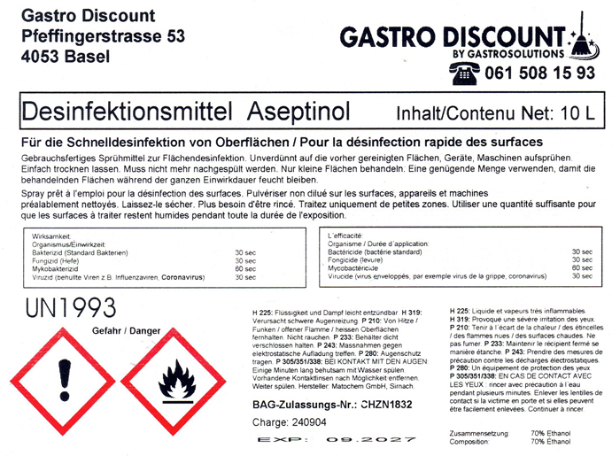 Desinfektionsmittel Aseptinol